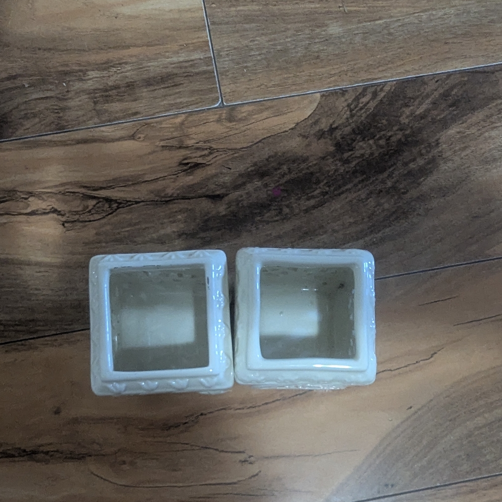 White Ceramic Square Planters
